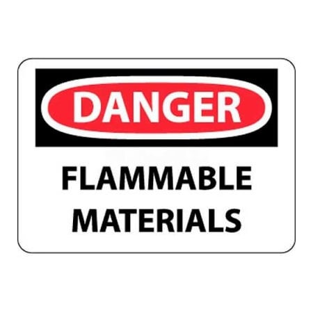 National Marker Co NMC OSHA Sign, Danger Flammable Materials, 10in X 14in, White/Red/Black D39RB